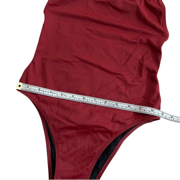 Solid & Striped Swim Team Toni Open Back One Piece Swimsuit Burgundy S Cheeky - Picture 7 of 8